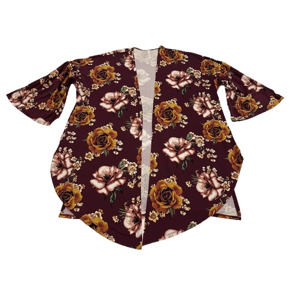 LIME&Chili Ladies‎ Open Front Floral Kimono MadeInUSA S/L Bell Sleeves Boho Chic - Picture 10 of 10
